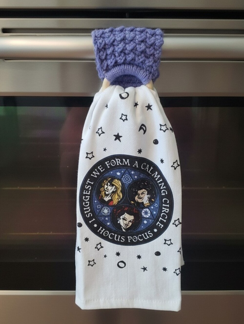 Handmade Disney Hocus Pocus Dish Towel Holder W Wooden Rings NWOT